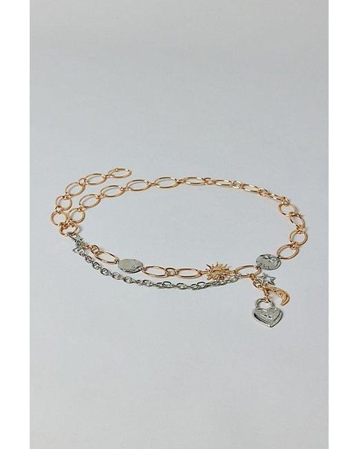 Urban Outfitters Black Maximalist Mixed Metal Charm Chain Belt