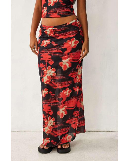 Wild Lovers Red Aloha Maxi Skirt