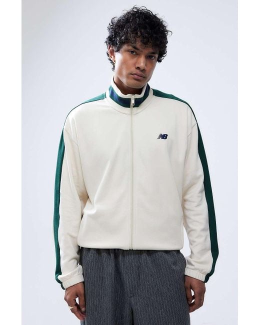 New Balance White Ecru Zip-through Track Jacket for men