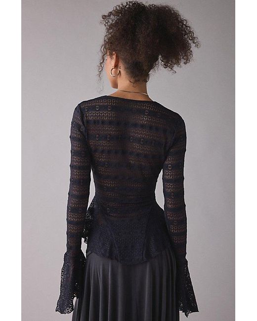 Kimchi Blue Blue Irene Sheer Lace Ruffle Bell Sleeve Top