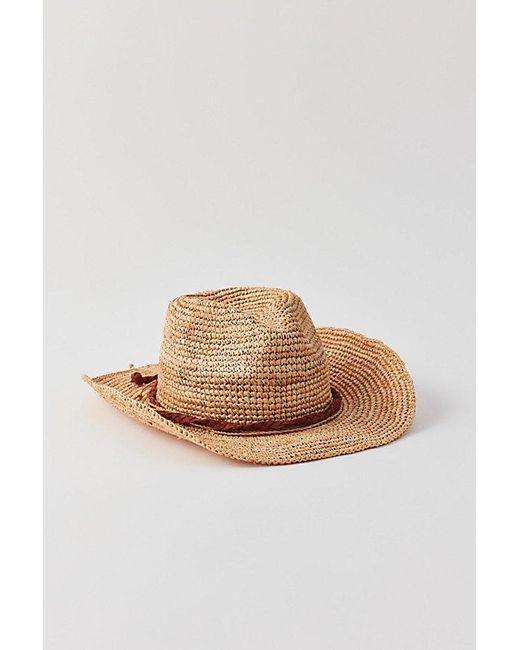 Urban Outfitters Brown Millie Woven Raffia Cowboy Hat