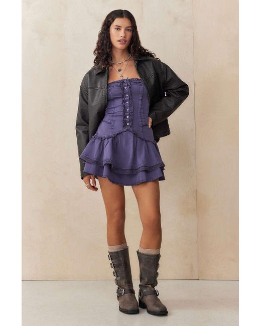 BDG Blue Vicki Strapless Mini Dress