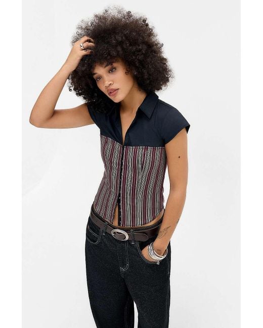 Silence + Noise Black Silence + Noise Lila Hybrid Shirt