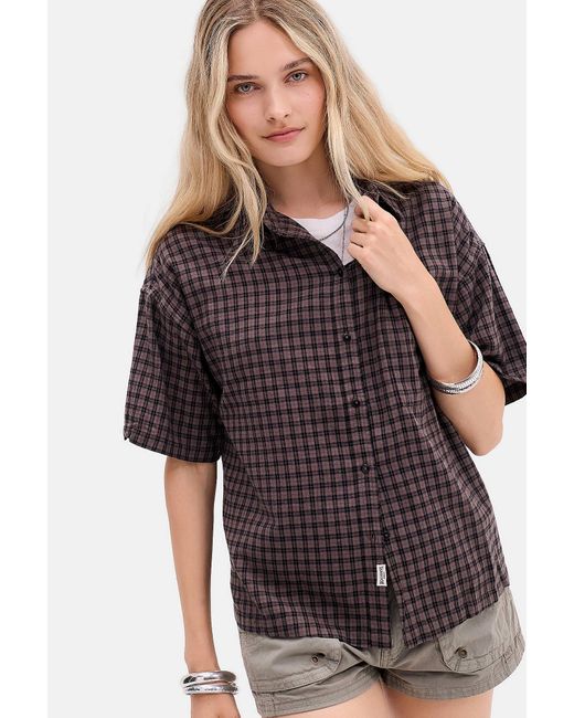 BDG Black Check Boxy Skate Shirt