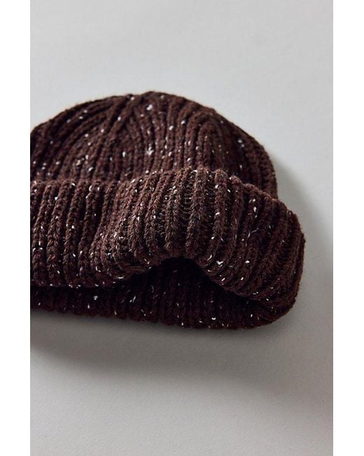 Urban Outfitters Brown Marled Wool-Blend Short Roll Ribbed Knit Beanie for men