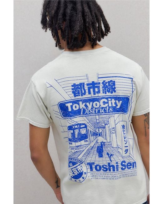 Urban Outfitters Blue Uo Tokyo City T-shirt for men