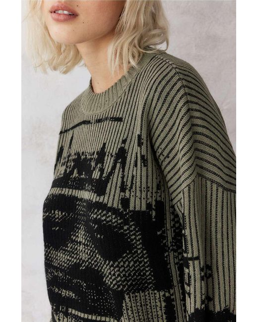 Urban Outfitters Gray Uo Grunge Jacquard Knit Jumper