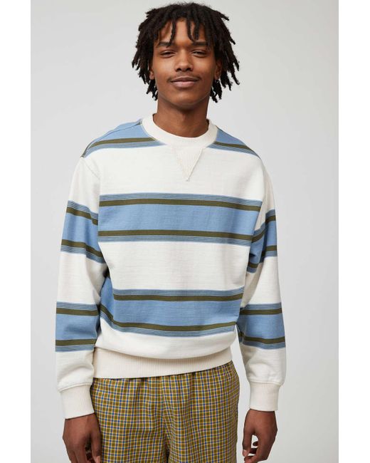 Urban Outfitters Blue Uo Skate Striped Crew Neck Sweatshirt for men