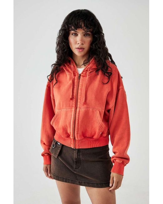 BDG Red Zip-through Easy Hoodie