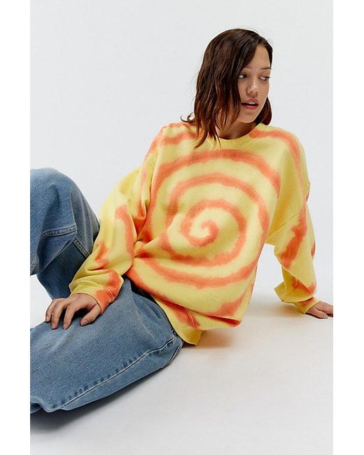 Urban Renewal Orange Remade Spiral Dye Sweatshirt