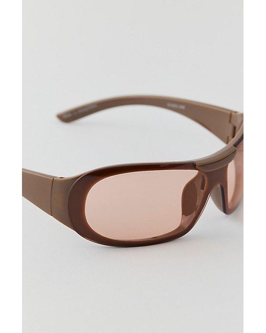 Urban Outfitters Brown Sienna Plastic Shield Sunglasses