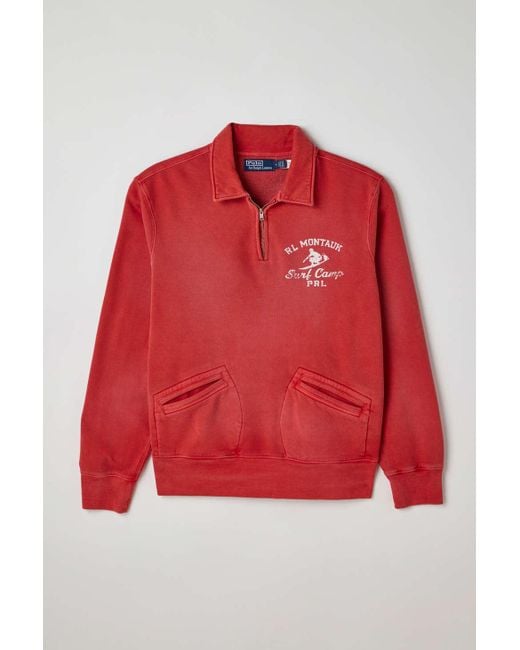 Polo Ralph Lauren Seasonal Half Zip Sweatshirt In Red,at Urban Outfitters for men