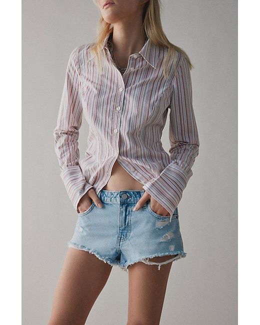 Urban Outfitters Gray Uo Leilani Slim Button Up Shirt Top