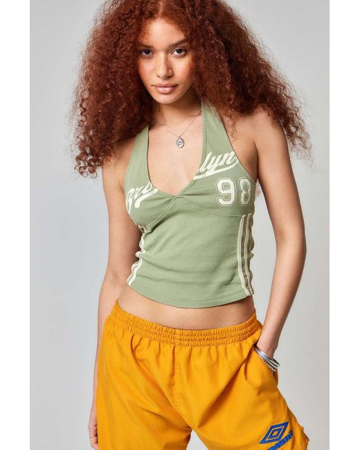Urban Outfitters Green Uo Jack Halterneck Top