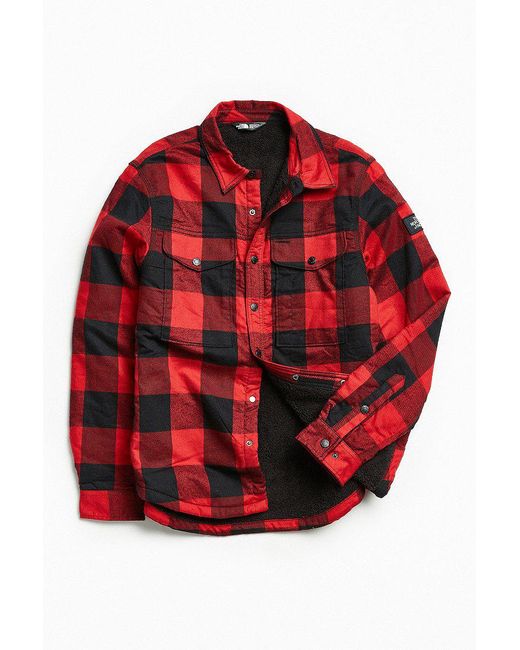 The North Face Red The North Face Campground Plaid Sherpa Shirt Jacket for men
