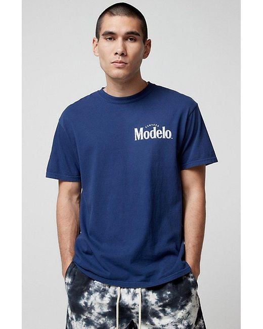 Urban Outfitters Blue Modelo Cerveza Pigment Dye Tee for men