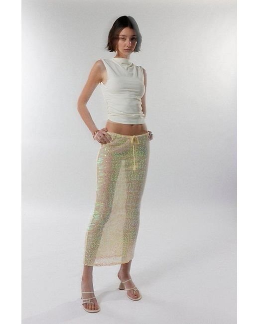 Silence + Noise Multicolor Nina Sheer Sequin Maxi Skirt