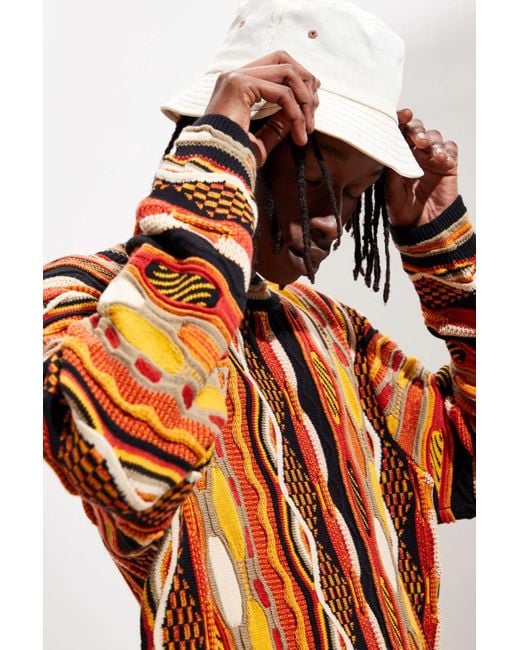 Urban Outfitters Orange O'hanlon Mills Textured Stripe Crew Neck Sweater for men