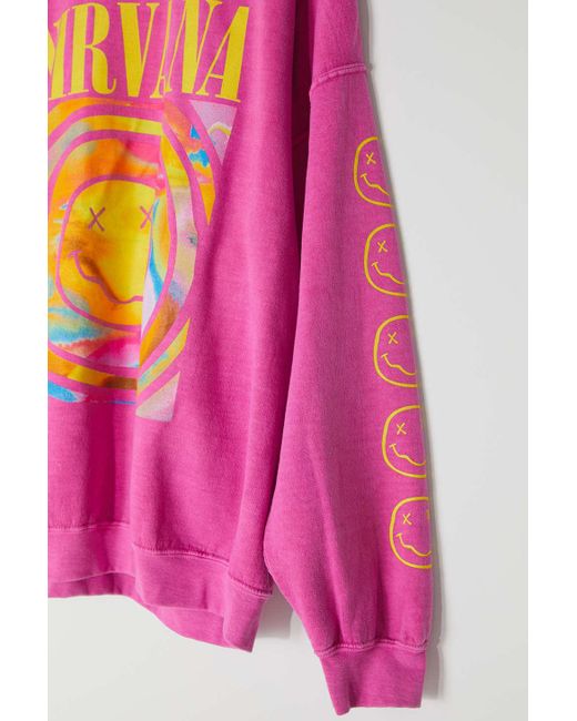 Urban Outfitters Cotton Nirvana Smile Overdyed Sweatshirt in Pink - Lyst