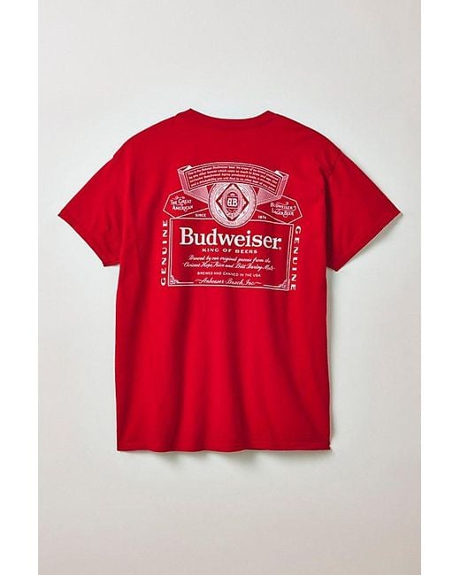 Urban Outfitters Red Budweiser Label Graphic Tee for men