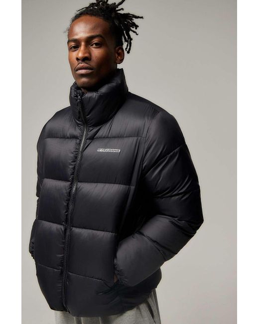 iets frans Blue Black Ripstop Nylon Puffer Jacket for men