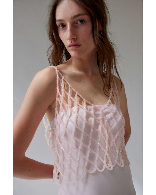 Urban Outfitters Natural Lola Beaded Top