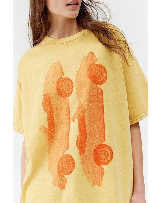 Urban Outfitters Orange Photoreal Car T-Shirt Dress