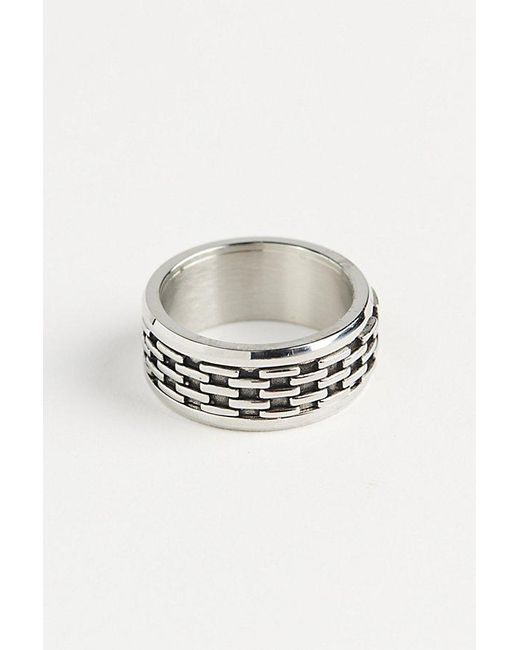 Urban Outfitters Gray Metal Mesh Ring for men