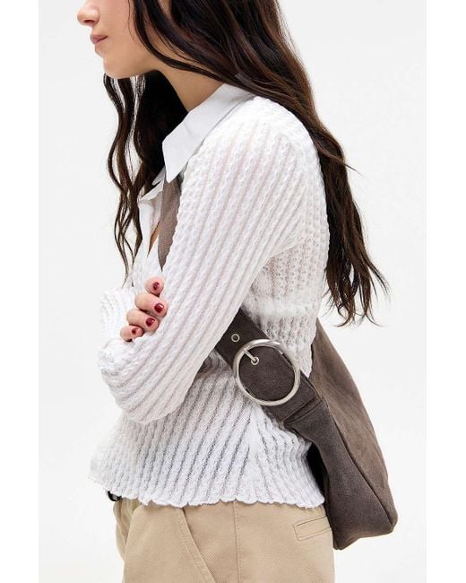 Urban Outfitters Brown Uo Square Suede Sling Bag