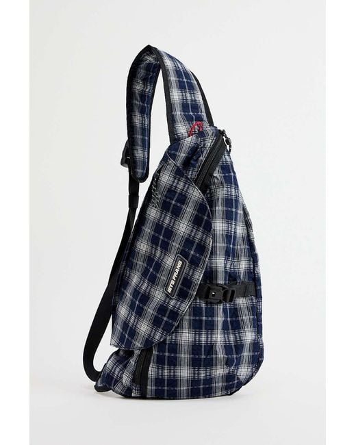 iets frans Blue Navy Check Single Strap Backpack for men