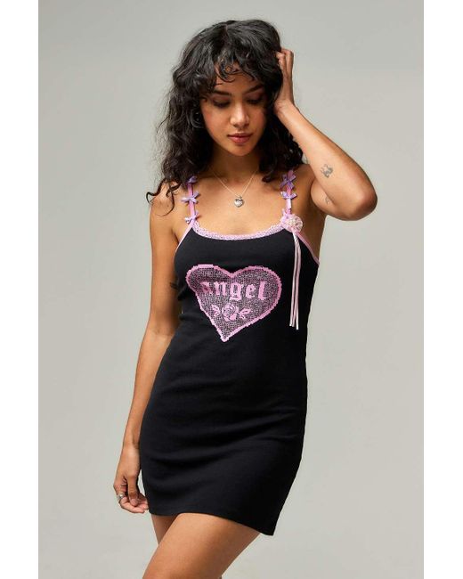 Urban Outfitters Black Uo Angel Cami Mini Dress
