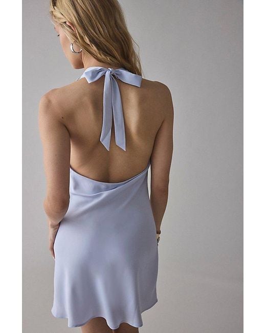 Urban Outfitters Purple Uo Alana Cowl Halter Slip Mini Dress
