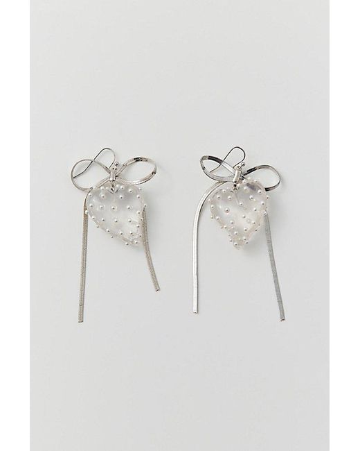 Urban Outfitters Black Bow Heart Drop Earring
