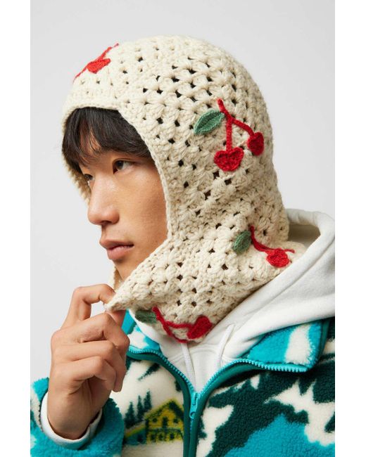 Urban Outfitters Natural Cherry Crochet Balaclava In Cream,at for men