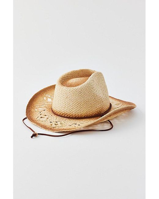Urban Outfitters White Peyton Burnished Straw Cowboy Hat