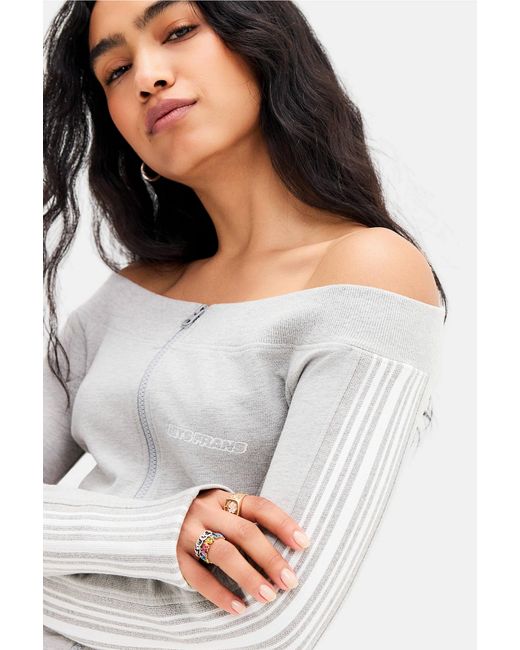 iets frans Gray Off Shoulder Track Top
