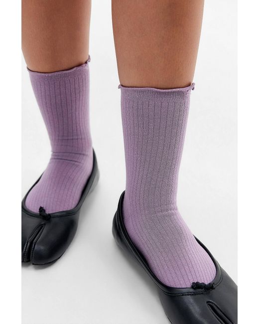 Out From Under Purple Tabi Frill Edge Socks