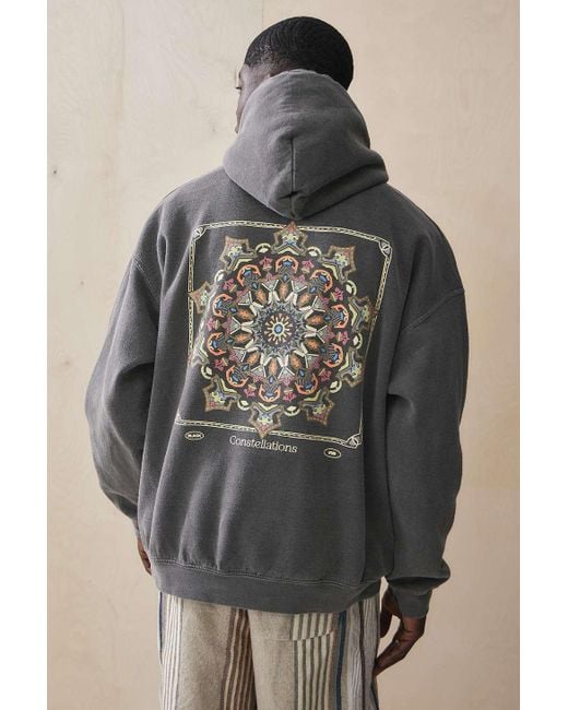 Urban Outfitters Gray Uo Washed Black Constellations Hoodie for men