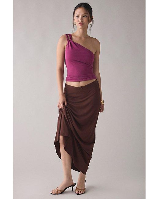 Urban Outfitters Purple Uo Carson Asymmetrical Twist One-Shoulder Top