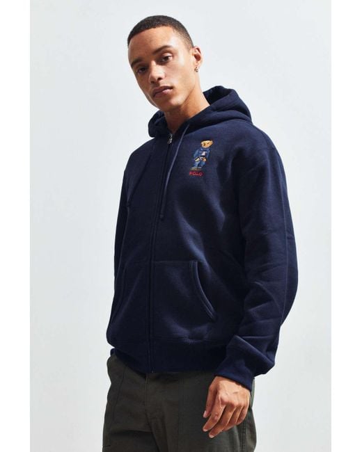 Polo Ralph Lauren Embroidered Bear Zip up Hoodie Sweatshirt in