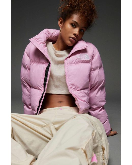 The North Face Nuptse Cropped Puffer Jacket In Pink,at Urban Outfitters |  Lyst Canada