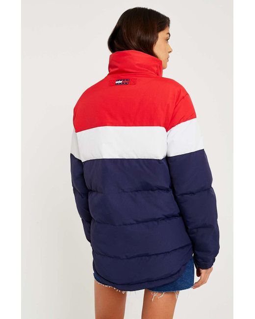 Red white and blue tommy hilfiger store coat