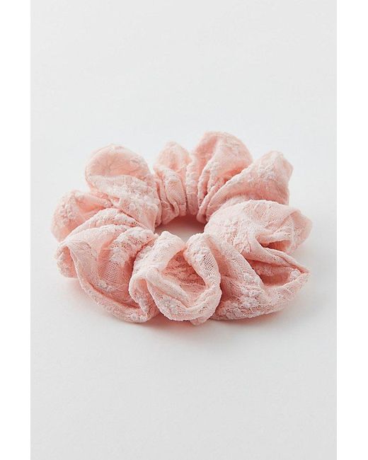 Urban Outfitters Pink Mesh Lace Scrunchie