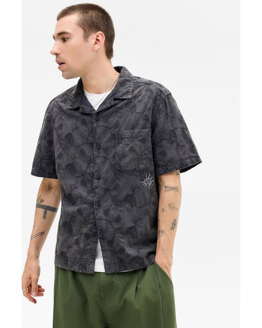 Ayker Blue Black Acid Wash Embroidered Shirt for men