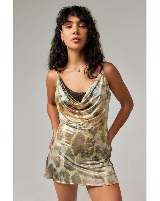 knee length dresses for ladies Shop Leopard Metallic Mirage Mini Dress | Jaded London