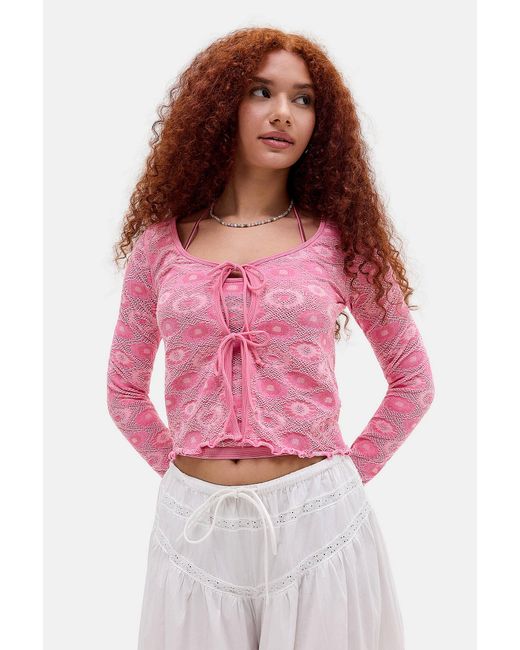 Urban Outfitters Red Uo Open Stitch Cardigan