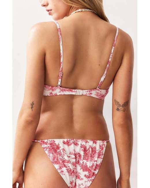 Out From Under Pink Toile Print Underwired Bikini Top