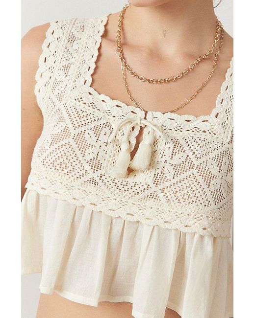 Out From Under Natural Cliona Crochet Babydoll Top
