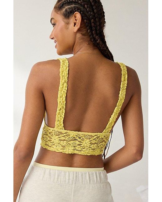 Vintage & ReMADE by UO Yellow Remade By Uo Remnants Textured Lace Cropped Tank Top