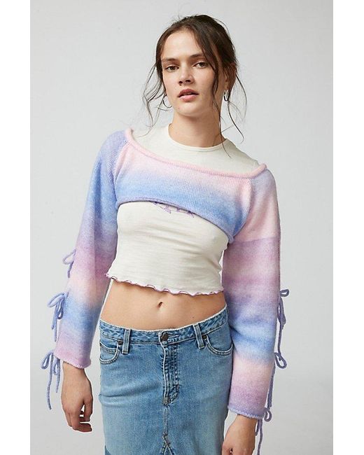 Urban Outfitters Multicolor Aria Bow Bell-Sleeve Shrug